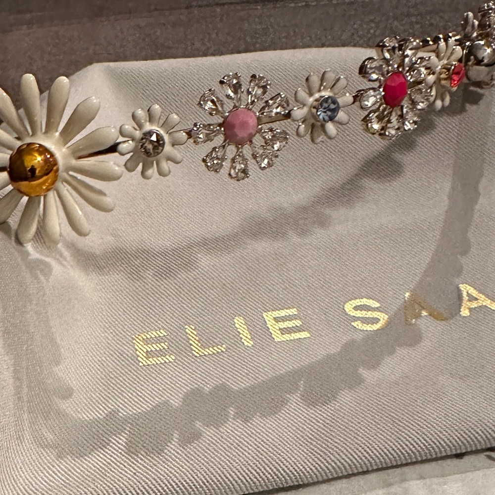 Elie Saab Rhinestone Crystal Enamel Daisy Flower Tiara Headband NIB